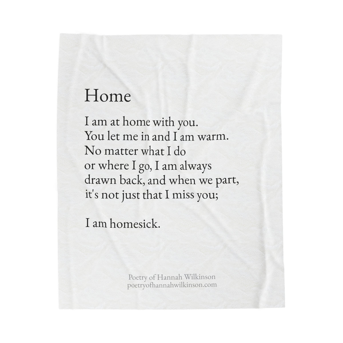 Plush Blanket - Homesick Poem - Valentine's Day Gift